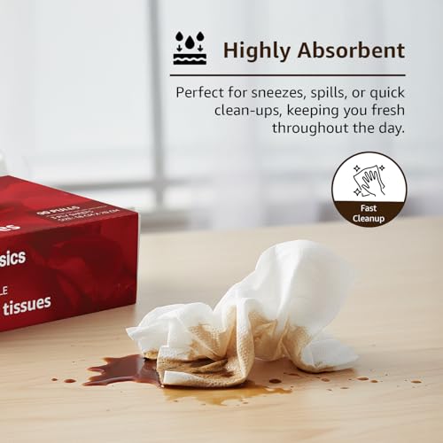 Image of Amazon brand- Amazon Basics 3-Ply Scented Facial Tissue paper 360 pulls | 90 pulls x Pack of 4| Soft, Absorbent, Gentle| Chemical-Free| Rose Aroma