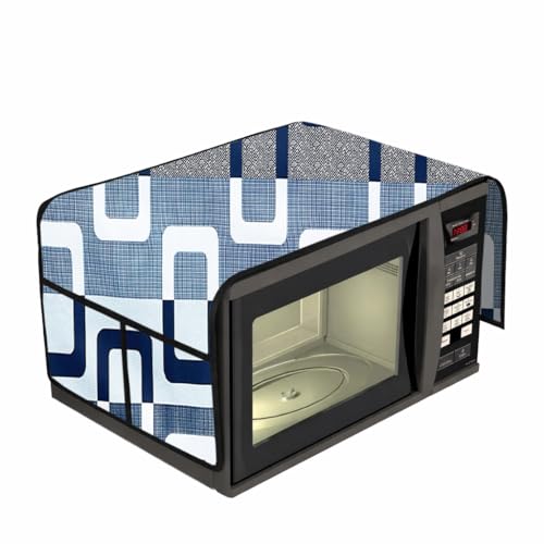 Image of Microwave Oven Top Cover 35x100 cm | Wipe Clean Fabric | 4 Utility Pockets (Geometric-16)