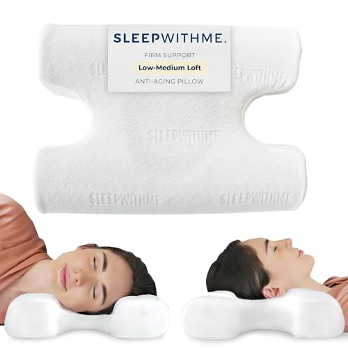sleepwithme. Beauty Firm Low Profile Sleeping Pillow Anti-Aging Side, Back & Stomach for Neck and Shoulder Pain, Ergonomic Orthopedic Cervical Support Pillow Cooling Contour Memory Foam Pillow