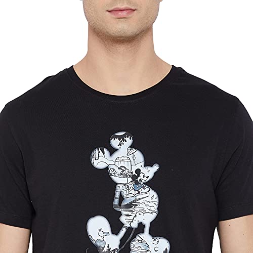 Image of Mickey Mouse Family by Wear Your Mind Men's Regular Fit Round Neck Short Sleeves Knitted T-Shirt