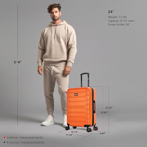 Image of InUSA TREND 24-Inch Medium Hardside Spinner Luggage Lightweight Orange