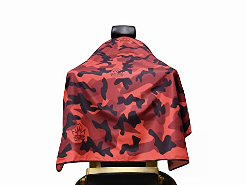King Midas Camo Barber Capes Professional Hair Cutting Cape With Snap Buttons (Red)