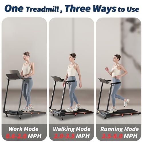 Image of Walking Pad Treadmill with Incline, 3 in 1 Under Desk Portable Folding Treadmill for Home /Office,3.0HP Small Walking Pad with Removable Desk Workstation & Handle 300 Lbs Capacity, 0.6-8.0MPH
