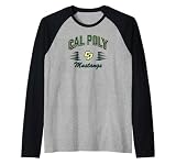 Cal Poly Mustangs Retro Diamond Gray Officially Licensed Raglan Baseball Tee