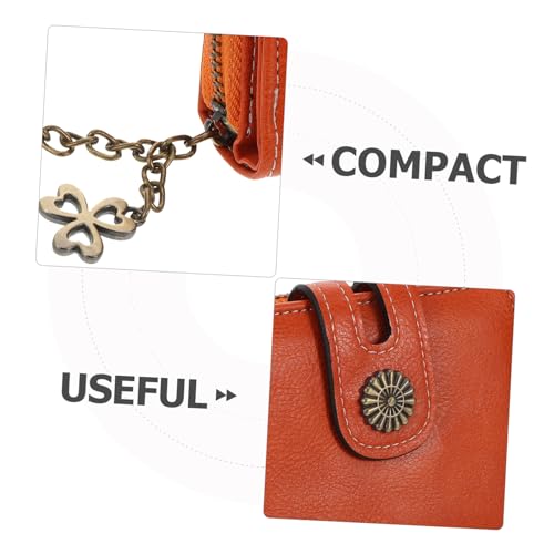 Bifold Wallet for Women Elegant Zipper Purse with Chain Charm Compact Card Holder Coin Storage for Travel and Daily Use Durable PU Leather3