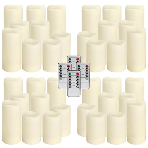 Image of 36 Pack Waterproof Flameless LED Candles - Outdoor Battery Operated Candles with Remote & Timer, Realistic Flickering Flame, Safe for Porch, Patio, Weddings, Parties & Home Decor