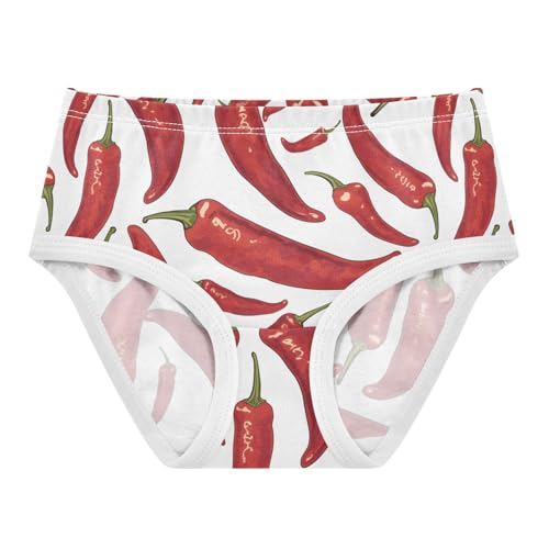 Wusikd Red Chili Girls' Underwear Cotton Peppers Girls Briefs Soft Toddler Underwear 2T