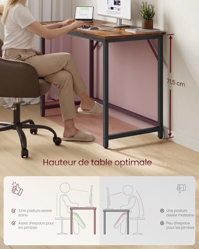 Bureau 100x50 cm acier stable 50 kg LWD41X VASAGLE