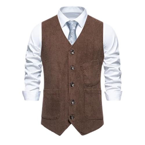 Men's Slim Fit Corduroy Vest, Casual Multi Pocket Waistcoat, Plus Size Spring Wear