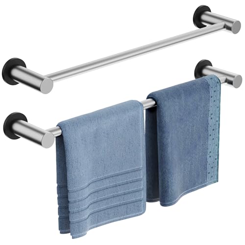 ULIBERMAGNET Magnetic Towel Holder Magnetic Towel Rail Silver with Adjustable Length Brushed Nickel Non-Slip Stainless Steel Towel Rail for Refrigerator Oven Dishwasher Laundry (2 Pack)