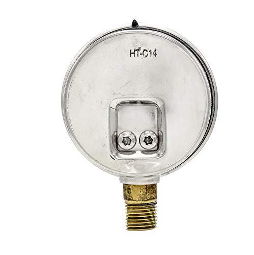 Pic Gauge S201L-254G 0-200 Psi Pressure Gauge, 2 1/2" Dial, 1/4" Male Npt Connection, Bottom Mount, Single Scale, Glycerin Filled, Stainless Steel Case/Bezel, Brass Internals & Plastic Lens #TOP3