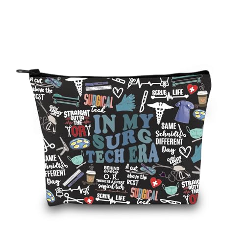 Surgical Tech Gift Surgery Nurse Doctor Gift in My Surg Tech Makeup Bag Gift for Surgical Technologist Surgeon (Surg Tech Era BLK EU)