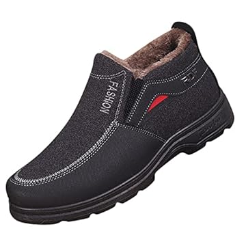 Botas de neve masculinas de inverno da moda bico redondo e fundo grosso slip on cor sólida pelúcia sapatos quentes e confortáveis para, Preto, 11