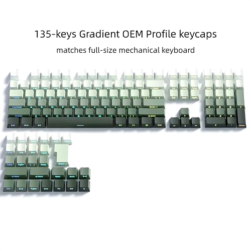Image of dagaladoo Shine Through keycaps Set,Double Shot PBT keycaps Gradient | Side Print keyboard keycaps,OEM Profile custom Key caps for Mechanical Keyboards 60% 65% 75% 100% TKL Layout,Seaweed Green