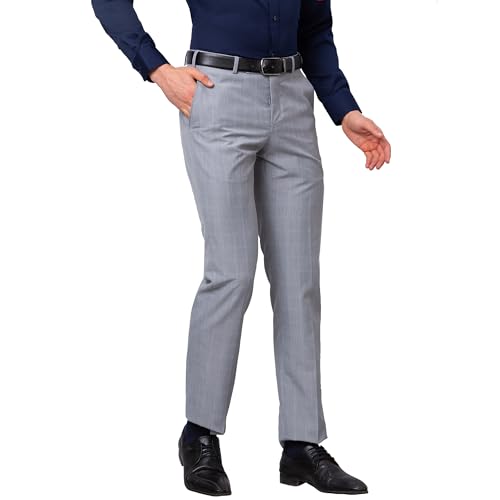 Image of Park Avenue Smart Fit Polyester Blend Checks Pattern Flat Front Formal Trouser