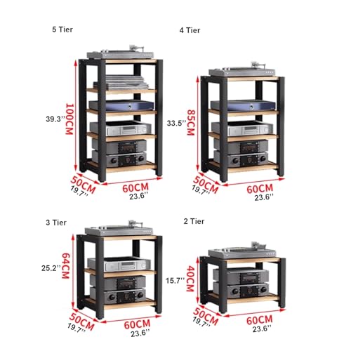 Supporto a torre con ripiani regolabili in legno a 3 livelli per CD/DVD/giradischi, vetrina angolare per home theater, elegante soluzione di archiviazione audio e video
