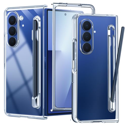 QiiStar for Samsung Galaxy Z Fold 7 Case with S-Pen Holder Slot,Samsung Z Fold 7 Phone Case Built-in Screen Protector Full Cover Shockproof Protective Cover for Galaxy Fold z7 5G,Crystal Clear