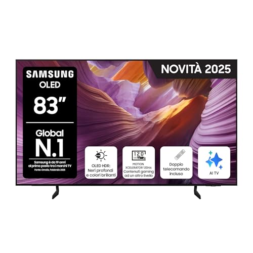 Samsung OLED 4K Vision AI Smart TV 85'' QE83S85FAEXZT, NQ4 AI Gen2 Processor,AI Upscaling, Glare Free, Dolby Atmos & OTS Lite, Contour Design, PACCHETTO INTRATTENIMENTO, 2025