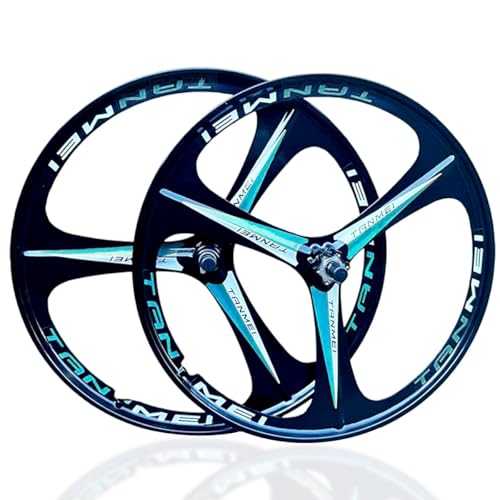 ZCXBHD 26/27.5/29�C���` �}�E���e���o�C�N�p�z�C�[���Z�b�g �}�O�l�V�E�������� 3�{�X�|�[�N �t�����g�����A�z�C�[�� 100/135mm �f�B�X�N�u���[�L�Ή��n�u 6-9�����[�^���[�t���[���]�ԗp(Black-Blue,26in-Pair)