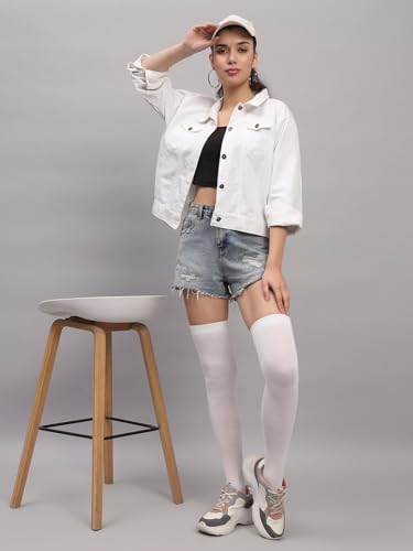 Image of TRAZO Women's Thigh High Socks Over the Knee High Knitted Casual Boot Socks, Striped Long Fashionable Stockings Pack of 1