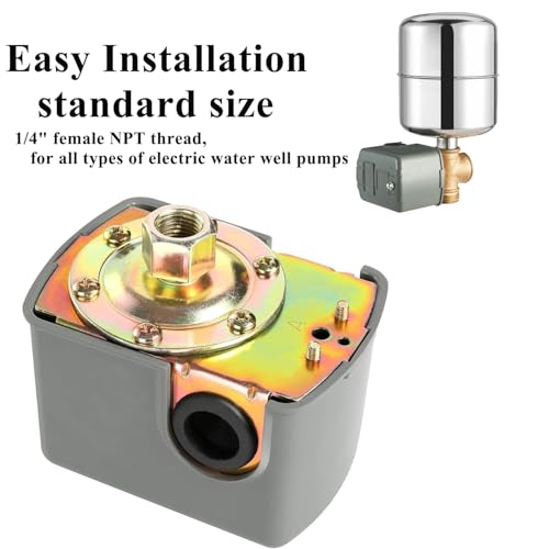 Image of Pressure Switch for Well Pump, 40-60Psi Well Pressure Switch, 1 /4 inch Female | YSD Well Pump Pressure Switch, Adjustable Differential Water Well Pressure Switch, 1 /4 inch Female NPT Automatic.(Grey)