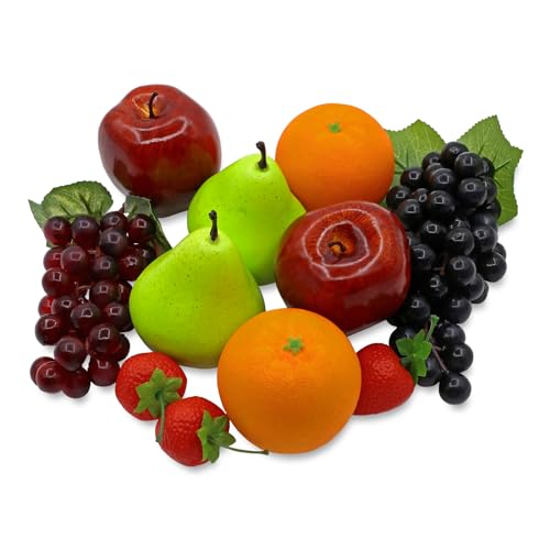 11Pcs Fake Fruits Realistic Fruit Lifelike Decorative Foam Food Simulation Faux Apples for Home Kitchen Christmas Holiday Party Photography Props Decoration Artificial Oranges Strawberries Decorate