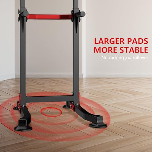 image for ZENOVA Pull Up Bar Dip Bar Power Tower Workout Dip Station Height Adju