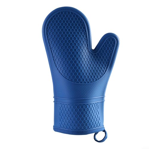 Glewi Guantes de horno de silicona, resistentes al calor hasta 300 °C con forro de rizo aislado antideslizante para hornear y asar (C)