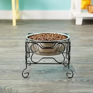   Wrought-Iron-Stand-with-Single-Stainless-Steel-Bowl-Size-Medium-7-H-x-95-W-x-95-D