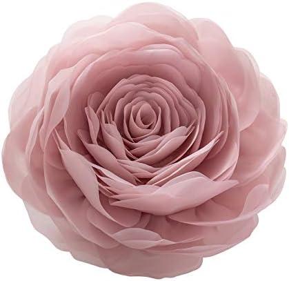JWH Handmade 3D Flower Throw Pillow Cover Decorative Aesthetic Floral Accent Pillow Case Round Cushion Stereo Pillowcase with Insert for Couch Bed Bedroom 14 Inch Dusty Pink