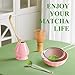 Matcha Whisk Set Matcha Making Kit Bamboo Chasen Ceramic Whisk Holder Stand Sifter Scoop Japanese Tea Tools (Solid Pink)