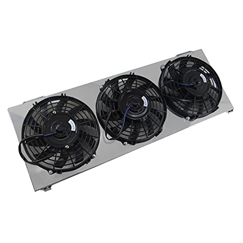 ECMRAD Aluminum Radiator's Shroud+3x9''Fans Compatible with Jeep Cherokee XJ 2.5l 4.0l 1991-2001