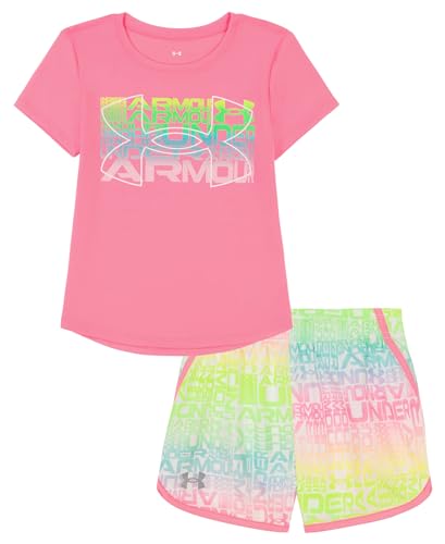 Image of Under Armour Girl's 2-piece Short Sleeve Tee and Shorts Set, Lightweight and Comfortable