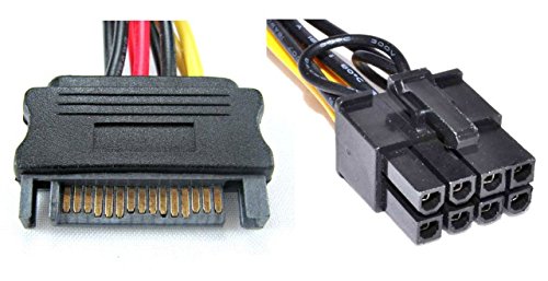 Adaptador Cable Works SATA 15-Pin a PCIe 6+2-Pin 14.75 in