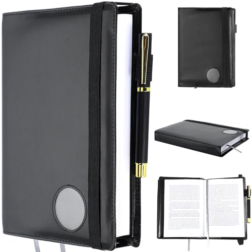 Motipuns Single Aa Book Cover Paperback Protector Medallion Holder Leather Gift for Women Men(Black)