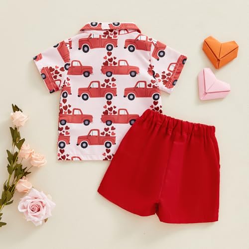 Image of Toddler Boy Summer Outfits Button Down Short Sleeve Floral Shirts & Casual Shorts 1-6 Years Boys Clothes Set