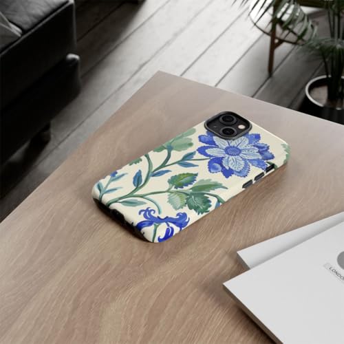 Coque rigide iPhone 14 Plus motif fleurs bleues pour le bureau