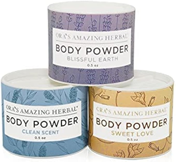 Body Powder, Talc Free Powder for Women, Talcum Powder, Blissful Earth Scent, Essential Oils Lavender, Vetiver and Clary Sage, Cornstarch Free, Bath Powder, Ora’s Amazing Herbal