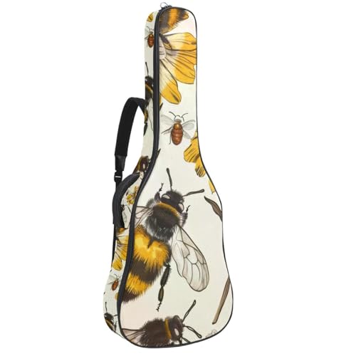 Housse de guitare acoustique 109 cm motif abeille en tissu Oxford