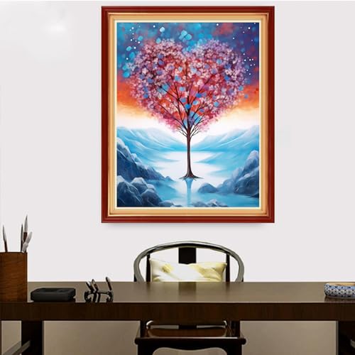 Image of Redxing Stamped Cross Stitch Kits Embroidery kit for Beginners Adults Full Range of Embroidery Patterns Starter Kits DIY Printed Cross Stitch Kits Needlepoint Kits 11CT-Love Tree 16x20 inch