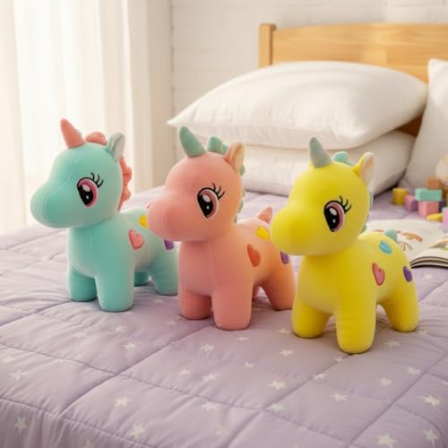 Image of Pack of 4 Elegant Soft Toys Combo Plush Stuffed Animals (3 Multicolour Unicorn)