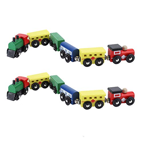 2 Set Kleiner Zug Holz Eisenbahn Spielzeug Kinderspielzeug Holzzug Lernspielzeug Holzzug Baby Spielzeug Frühes…