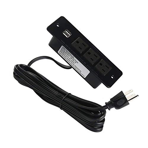 Recessed Power Strip Socket with USB Ports.Desk 3-Outlets Plug 9.8 ft Extension Cord