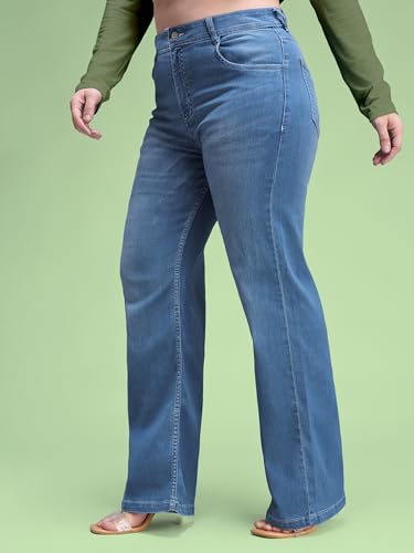 Image of Miss Chase A+ Women's Wide-Leg High Rise Regular-Length Stretchable Denim Jeans