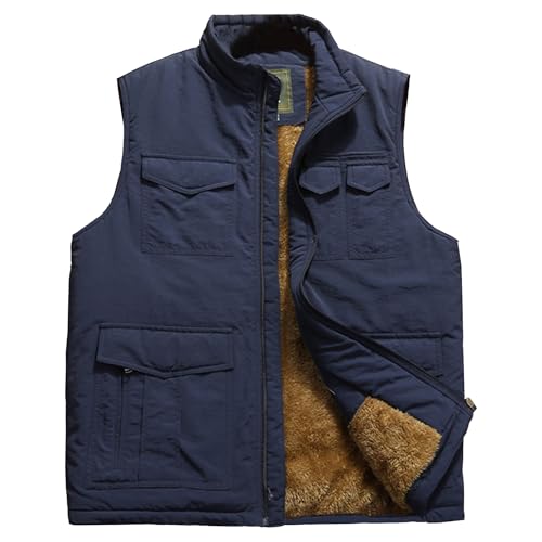 Gilet sans manches homme en polaire doublée veste hiver chaude