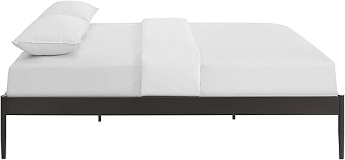 Miniatura 5 de Modway Elsie - Base de cama de metal con soporte de tablillas, tamaño King, color marrón Marrón,Gris,Blanco
