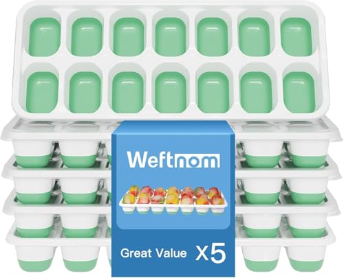 Image of Ice Cube Tray, Ice Cube Trays for Freezer 5 Pack with Lids, Ice Tray Easy-Release, Ice Trays for Freezer Stackable, Silicone Ice Cube Tray for Drinks, Coffee - BPA-Free and Odor-Free