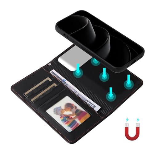 Étui antichoc iPhone 17 Pro Max cuir rouge vin à rabat magnétique - 4