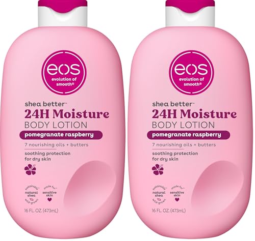 Image of eos Shea Better Body Lotion Pomegranate Raspberry,24-Hour Moisture Skin Care,Lightweight & Non-Greasy,Natural Shea,Vegan,16 fl oz,(Pack of 2)