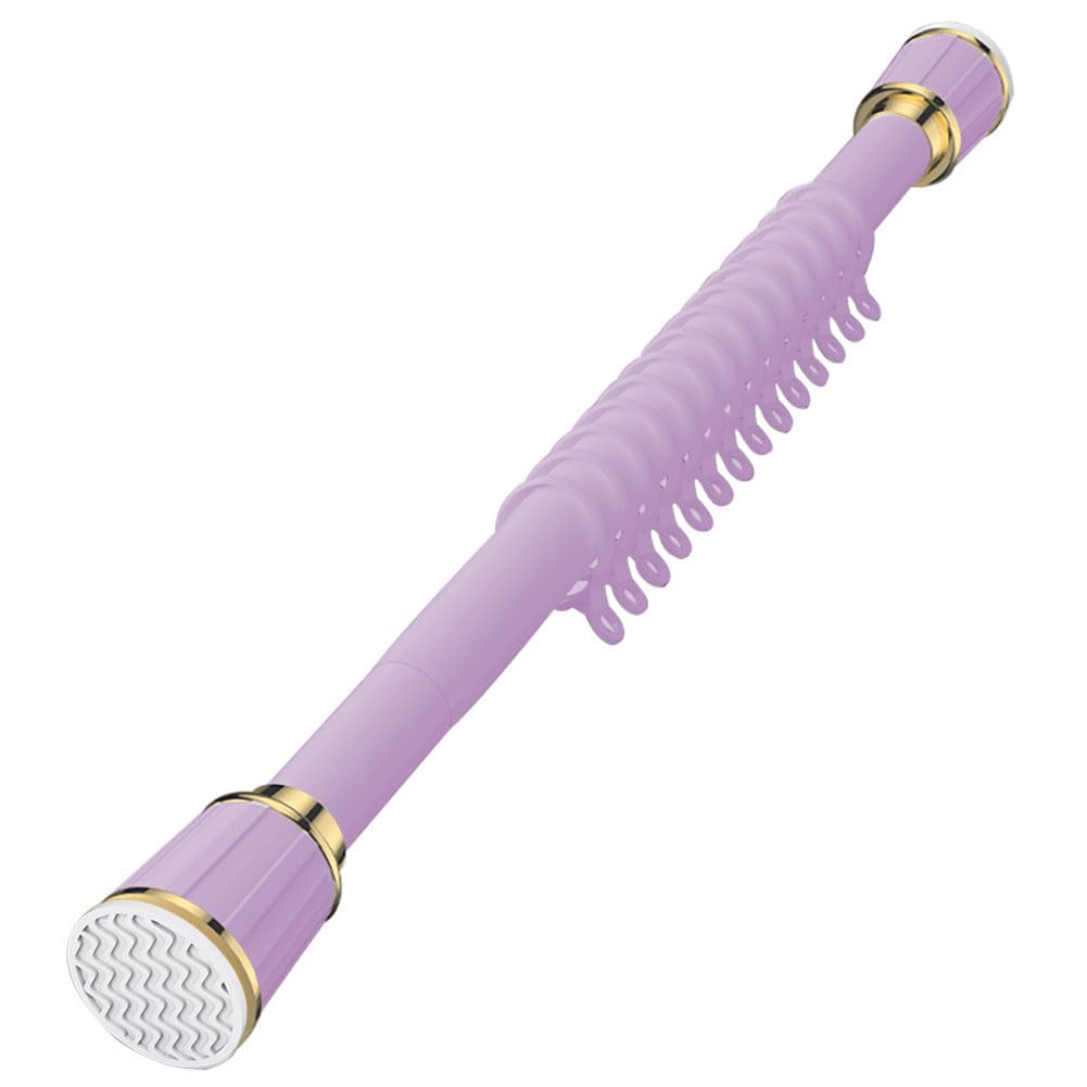 Verstellbare Gardinenstange ohne Bohren, Teleskopstange für Kleidung und Duschvorhang, ausziehbare Gardinenstange für Schlafzimmer und Wohnzimmer, Fenster, Lila, 40–50 cm